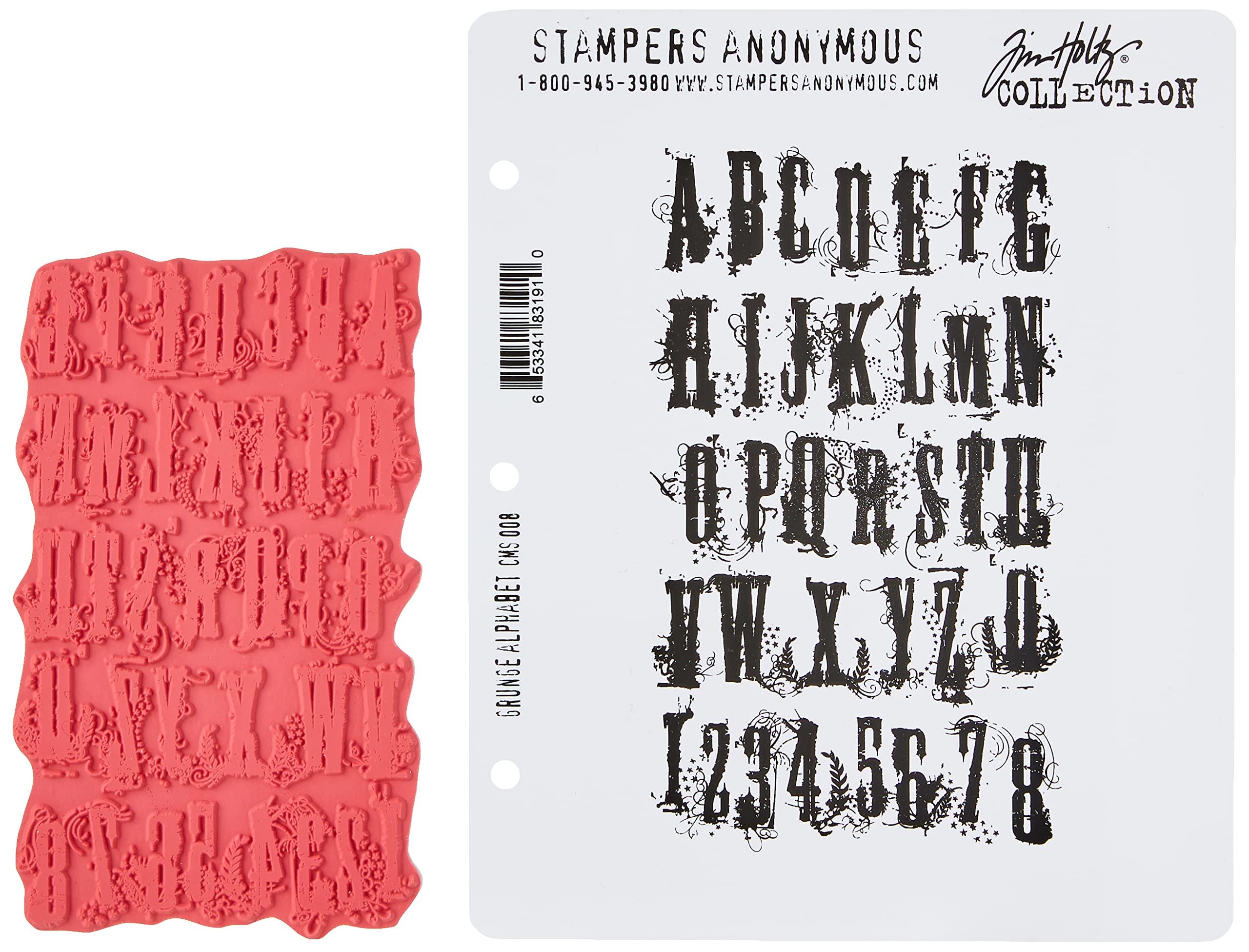 Art Gone Wild Tim Holtz Grunge Alphabet Cling Mounted Stamp