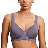 SYROKAN High Impact Sports Bras for Women Support Underwire Cross Back Large Bust Cool Comfort Molded Cup