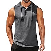 COOFANDY Men's Workout Hooded Tank Tops Sleeveless Gym Hoodies Cotton Muscle Cut Off Shirt Bodybuilding Henley Shirts