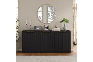 70" Large Buffet Sideboard Cabinet, Fluted Cabinet 6 Doors, Buffet Table Coffee Bar Wine Bar Storage Cabinet for Dining Room,