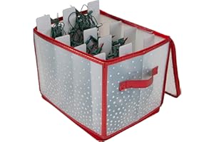 Simplify Holiday Light Organizer Box | Holds 500 Lights | Christmas Storage | Tree String Lights | 5 Divider Reels | Collapsible | Ultra Zip | Red