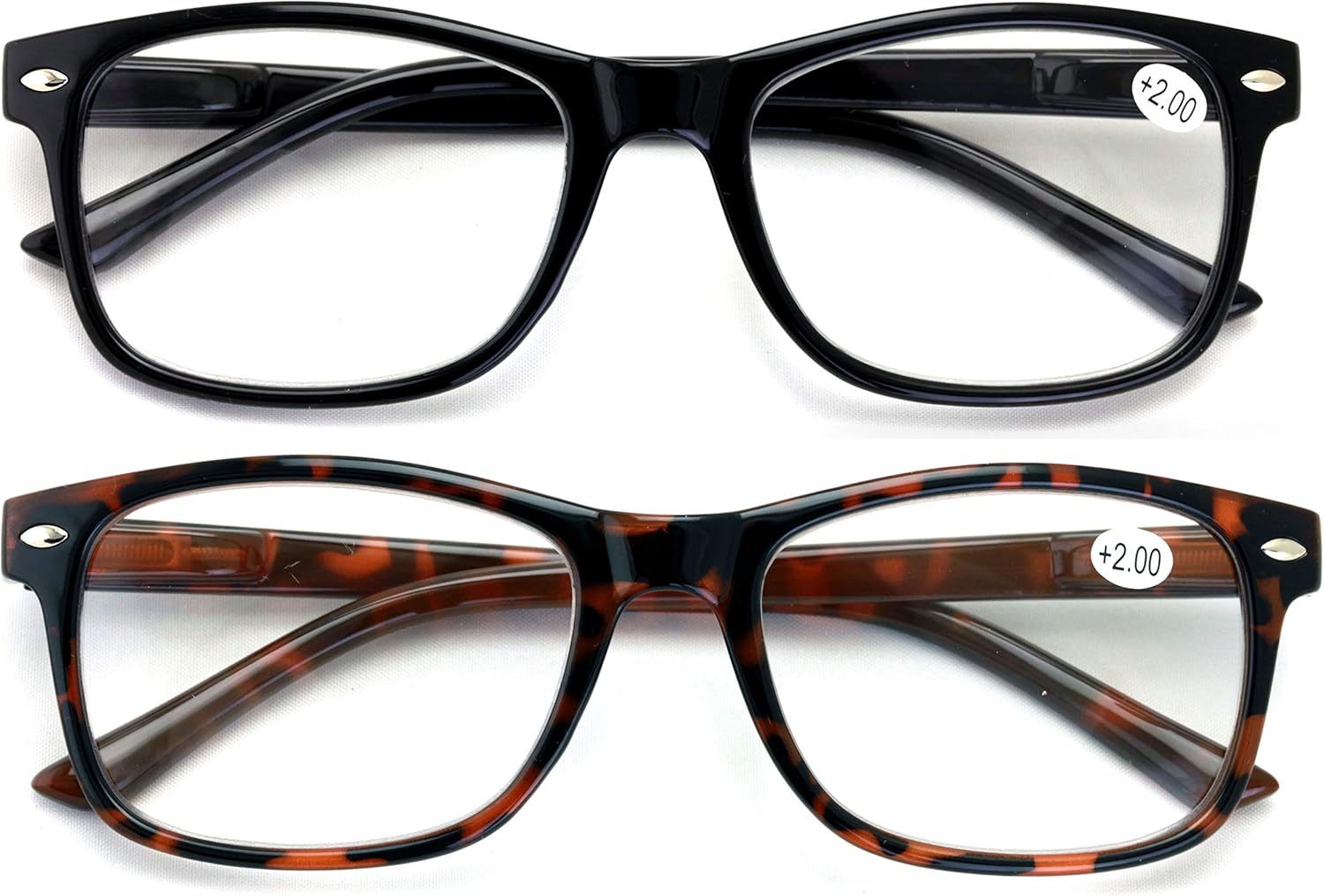 Amazon.com: 2 Pairs Simple Rectangular Reading Glasses - Anti-Blue