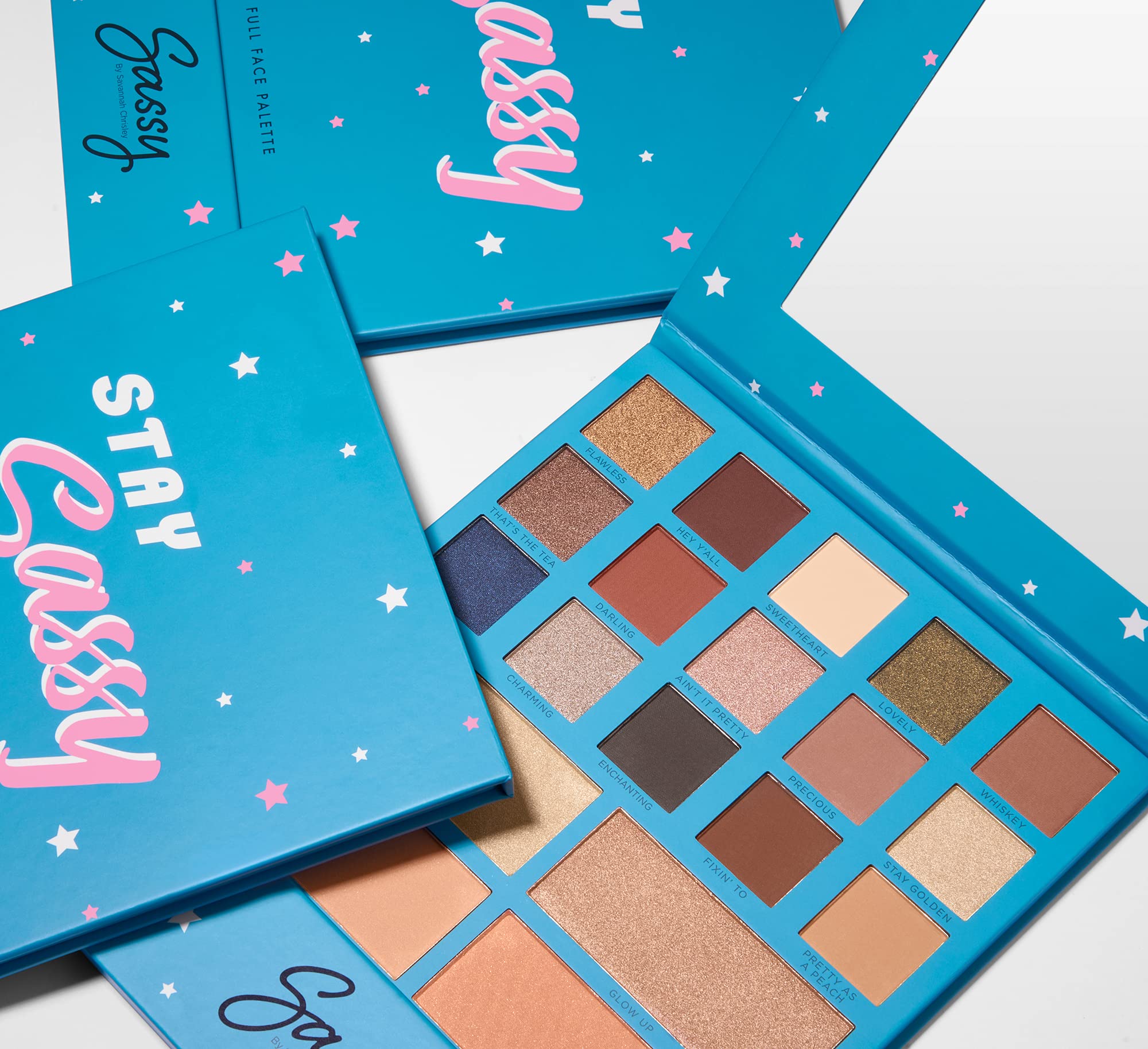 Sassy by Savannah Chrisley Stay Sassy Full Face Palette - Eyeshadows and Sculpting, Highlight, and Blush Powders - Essential Makeup Products - Creates Professional Cosmetic Looks - 1 pc