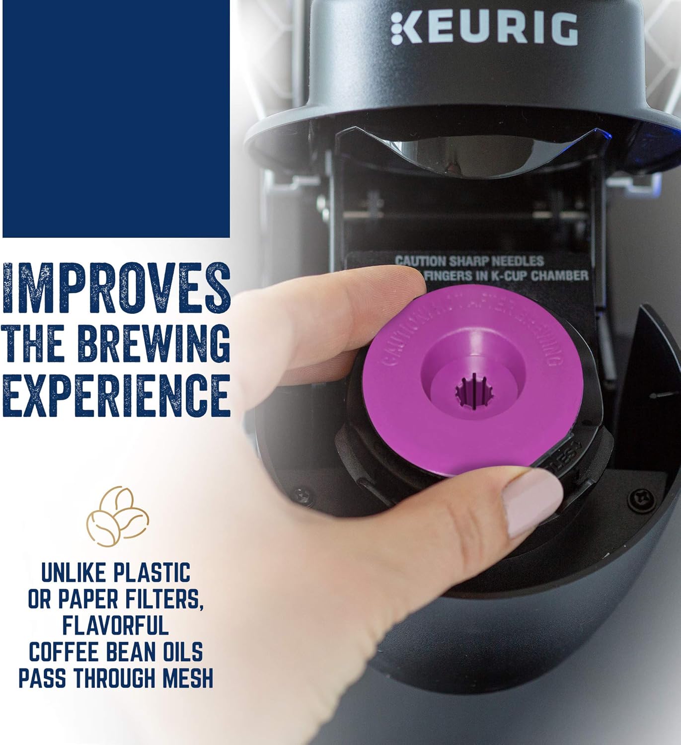 Reusable K-Cup 4 Pack Gold Plated Mesh Coffee Filters For Kurig Plus 2.0 & Classic 1.0 Brewers: Kitchen & Dining
