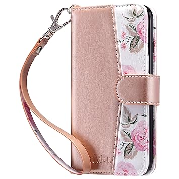 Rose Gold Ulak Iphone 8 Wallet Iphone 7 Flip Wallet Case Premium Folio Pu Leather Case With Kickstand Card Holder Id Slot And Wrist Strap Shockproof Protective Cover For Apple Iphone 7 8