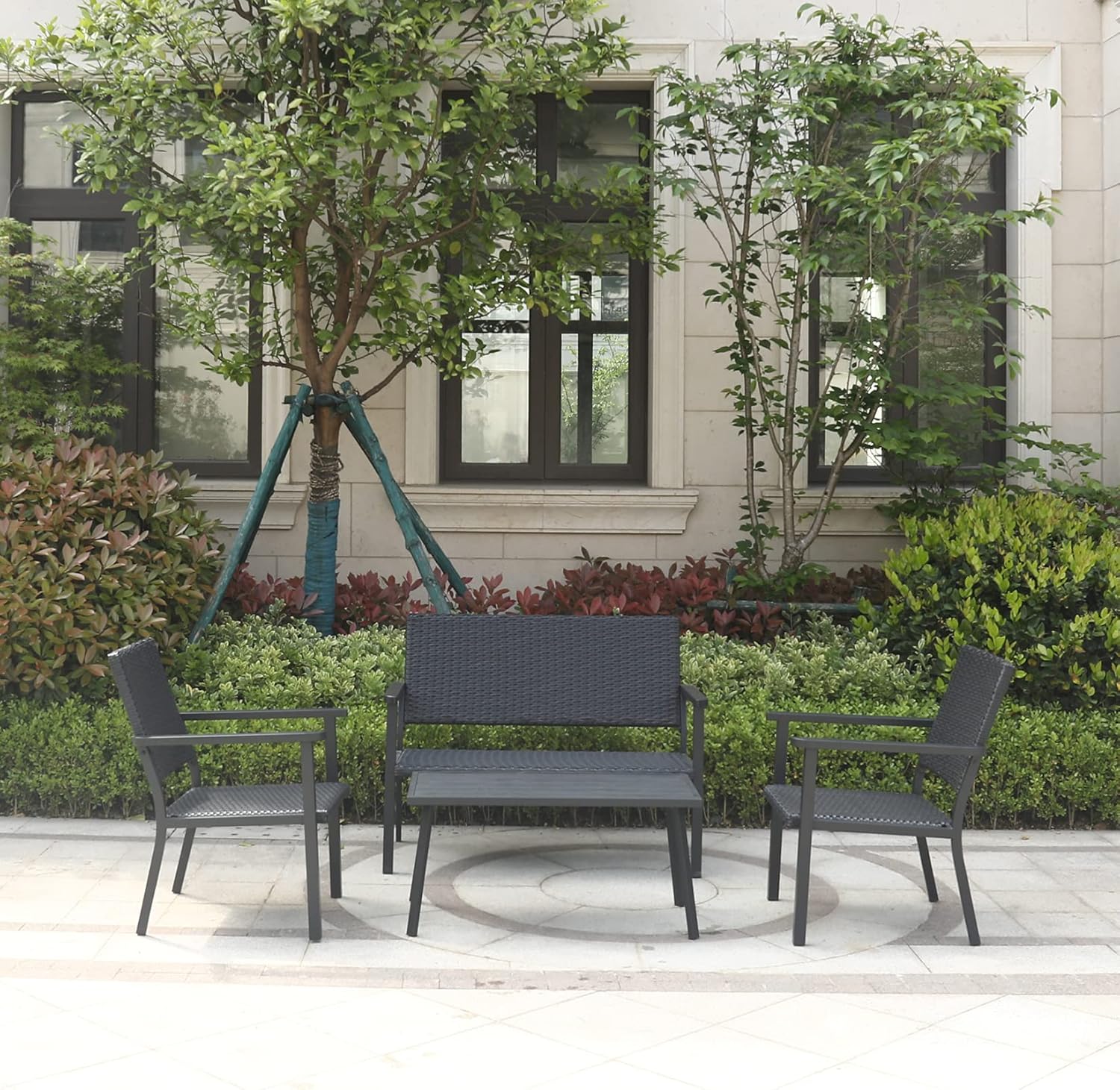 C-Hopetree Patio Lounge Chair for All Weather Outdoor use with Hand Woven Black Wicker and Frame: Kitchen & Dining