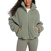 ODODOS Women's Sherpa Fleece Full-Zip Jacket Long Sleeve Coat Soft Warm Cinchable Outerwear with Pockets