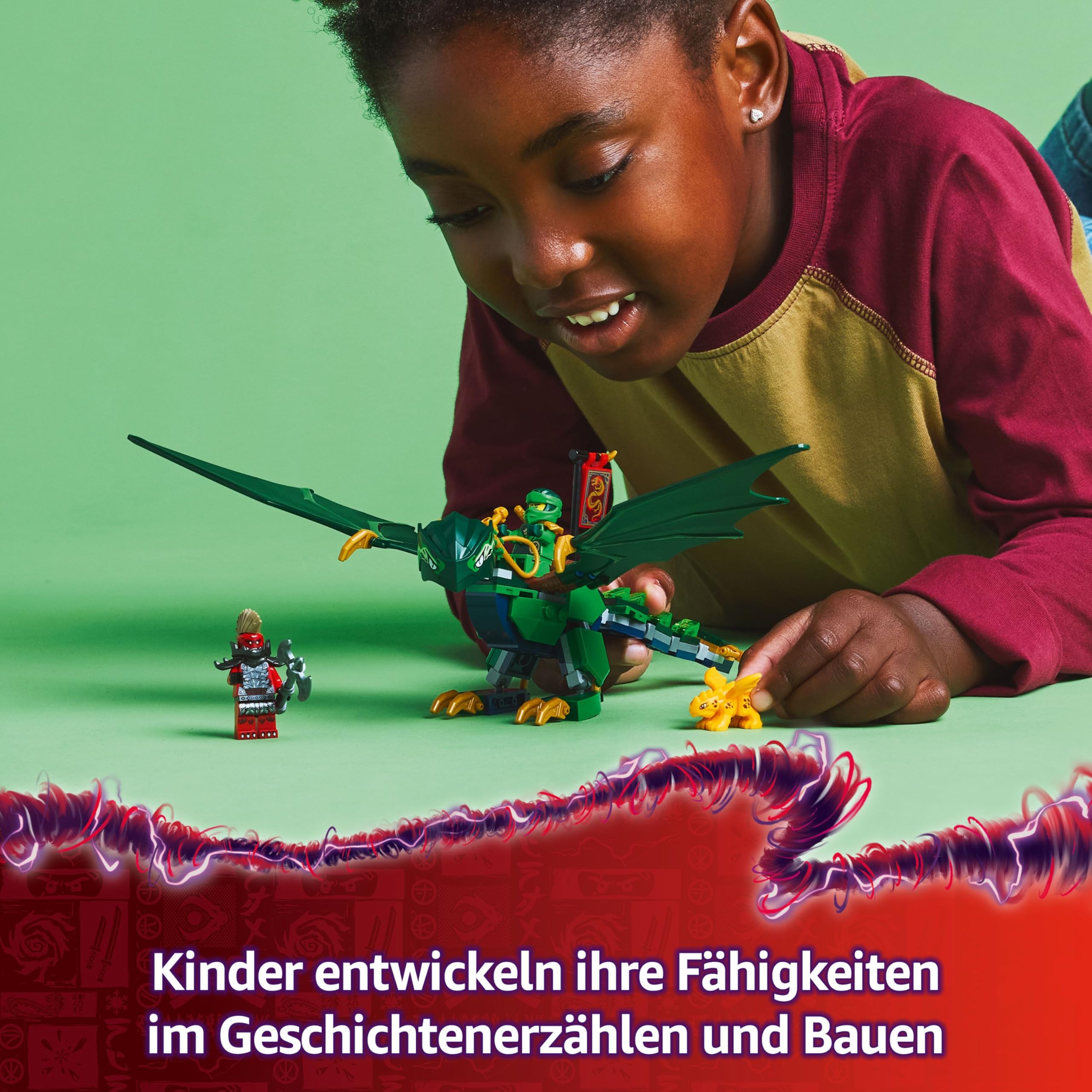 LEGO NINJAGO Lloyds grüner Walddrache - Spielzeug Drache mit 2 Minifiguren - Drachenfigur mit beweglichem Schwanz, Hals, Beine & Flügel - Geschenkidee für Jungen und Mädchen ab 6 Jahren 71829 5