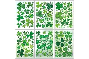 YOTNUS St-Patricks-Day-Window-Clings-Decorations, 9 Sheets St Patrick's Day Shamrock Window Clings, Holiday Seasonal Window Clings for Bar Office Home School Decoration Party Supplies
