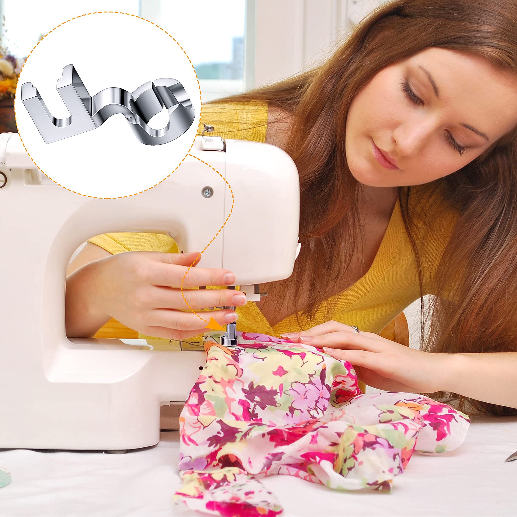PAGOW 2Pcs Quilting Presser Feet, Round Ruler Foot for Frame, Free Motion Darning Foot for Fits All Sewing Machines (1 Pcs High Shank-Open Toe + 1 Pcs Low Shank-Open Toe)