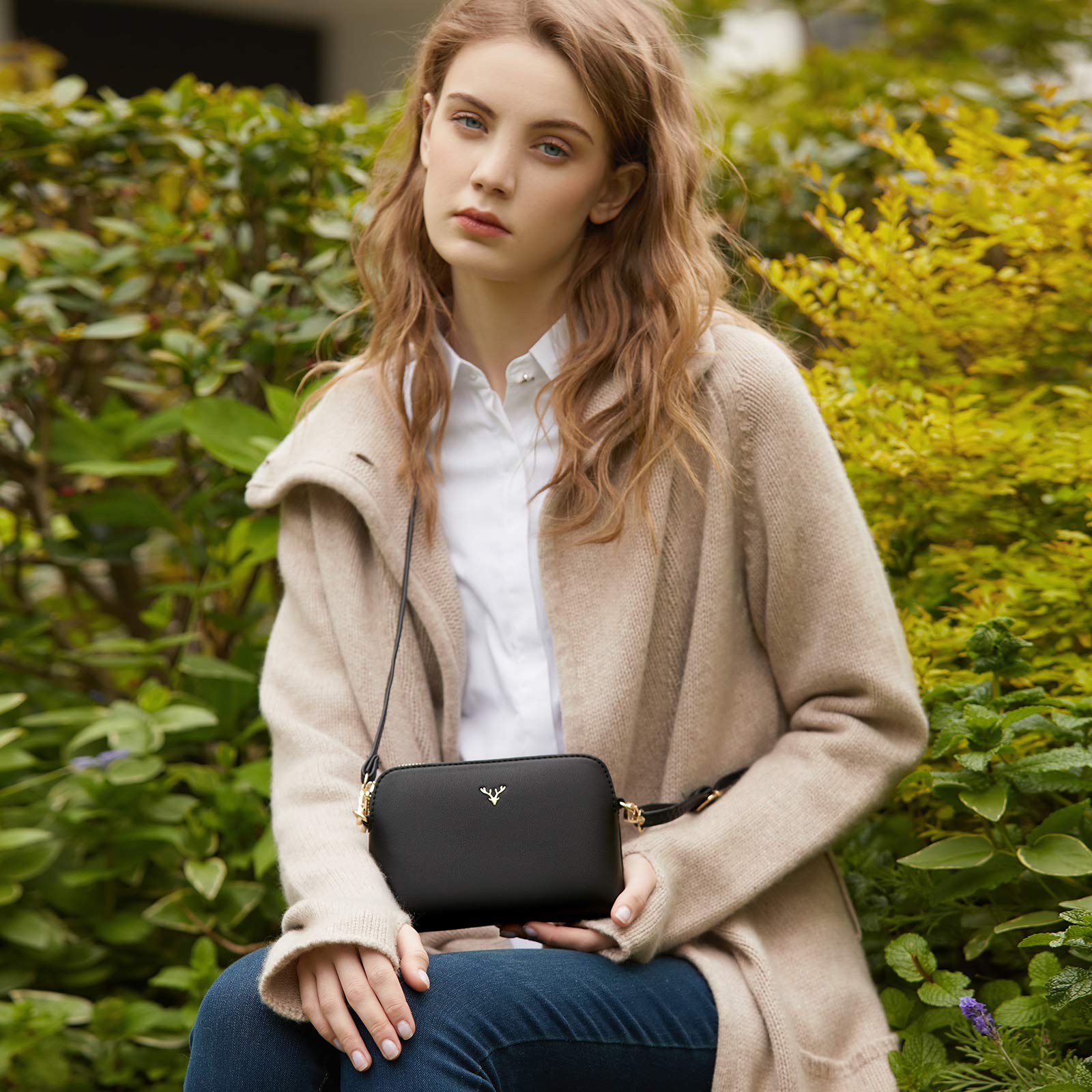 ZMDB Handtasche Damen Klein Umhängetasche Damen PU Leder Handytasche mit Handgelenkband & Verstellbar Abnehmbar Schultergurt, Schultertasche Damen Tasche Reißverschluss Crossbody Bag, Schwarz 3