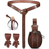 Sweetude 6 Pcs Renaissance Belt Accessories Medieval Viking Belt Potion Bottles Leather Pouch Skirt Hikes
