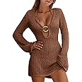 ANRABESS Women Beach Crochet Cover Ups Summer Knit Swimwear Mesh Bathing Suit Hollow Out Dress 2025 Vacation Swimsuit