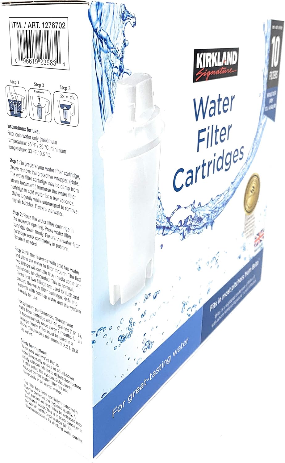 Kirkland Signature Water Filter Cartridges for Brita Pitchers, 10 Refills: Home & Kitchen