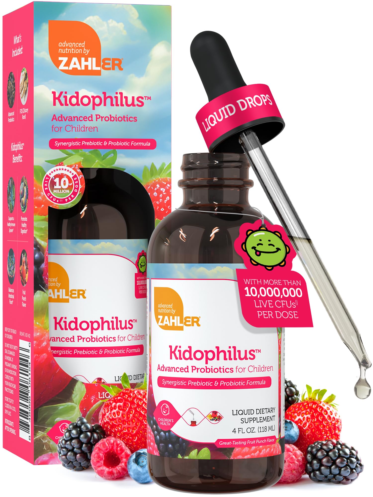 Zahler Kidophilus Liquid, Advanced Kids Probiotic, Liquid Probiotics for Kids, Great Tasting Kids Probiotics Drops, 118ml