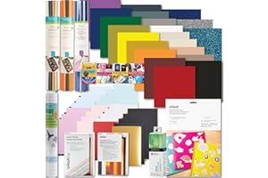 Cricut Ensemble de matériaux et accessoires tout-en-un de luxe – Kit d'échantillonnage de 70 pièces pour débutants Cricut Exp