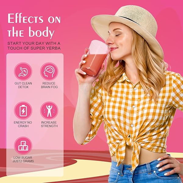 SUPER YERBA,YERBA MATE INSTANT TEA POWDER，RASPBERRY LEMONADE FLAVOR，YERBA MATE SUPPLEMENTS WITH PREBIOTICS AND PROBIOTICS，ENERGY BOOST, PROMOTE MENTAL CLARITY AND GUT HEALTH ， LOW SUGA (200G)