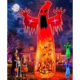 14 FT Giant Halloween Inflatable Ghost Decorations Outdoor with Animated LED Light, 3 Colored Changing Rotating Flame Lights, Scary Ghosts Blow Up Halloween Decor for Garden Yard Lawn Holiday Party