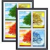 PETAFLOP 2 Pack 5x7 Picture Frames Collage 4 Openings, Photo Collage Frames for Walls White Matted with Plexiglass Covering