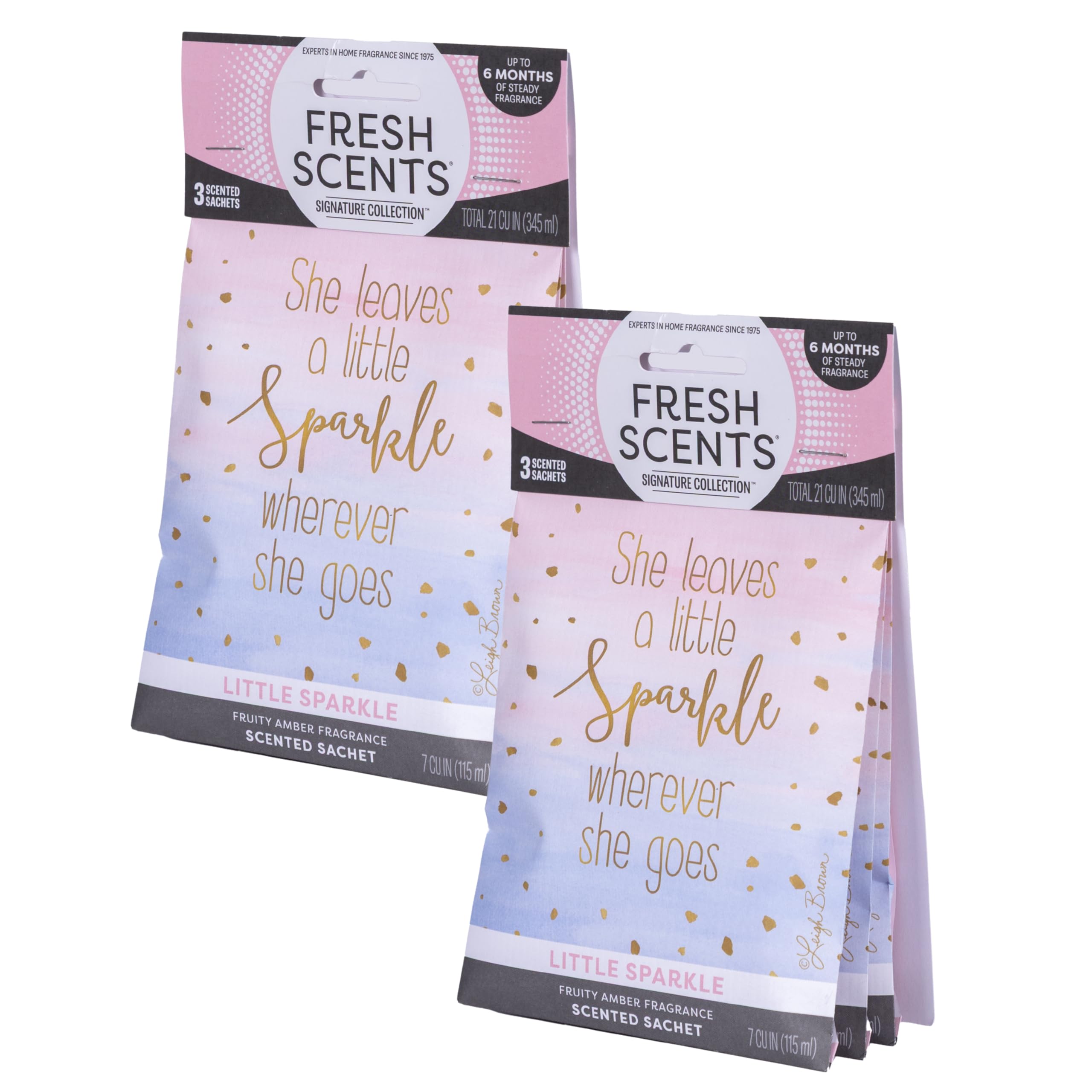 Fresh Scents Scented Sachets | A Little Sparkle| Home Fragrance | Long Lasting (Up to 6 Months) | Air Freshener for Closets, Drawers, & Cars | 6 Pack