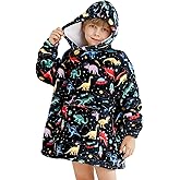 lasoftan Kids Wearable Blanket, Toddler Sherpa Sweatershirt Hoodie with Front Pocket Comfy Warm Hugs