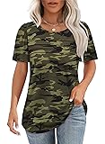 Camo Shirts for Women 4th of July Tops Short Sleeve