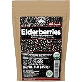 U.S. Wellness Naturals Elderberries – 1lb (Real Wild Harvest) | 100% USDA Certified Organic | Bulk Black Dried Elderberry | for Making Elder Syrup, Gummies, Tea - Raw Vegan Sambucus Nigra