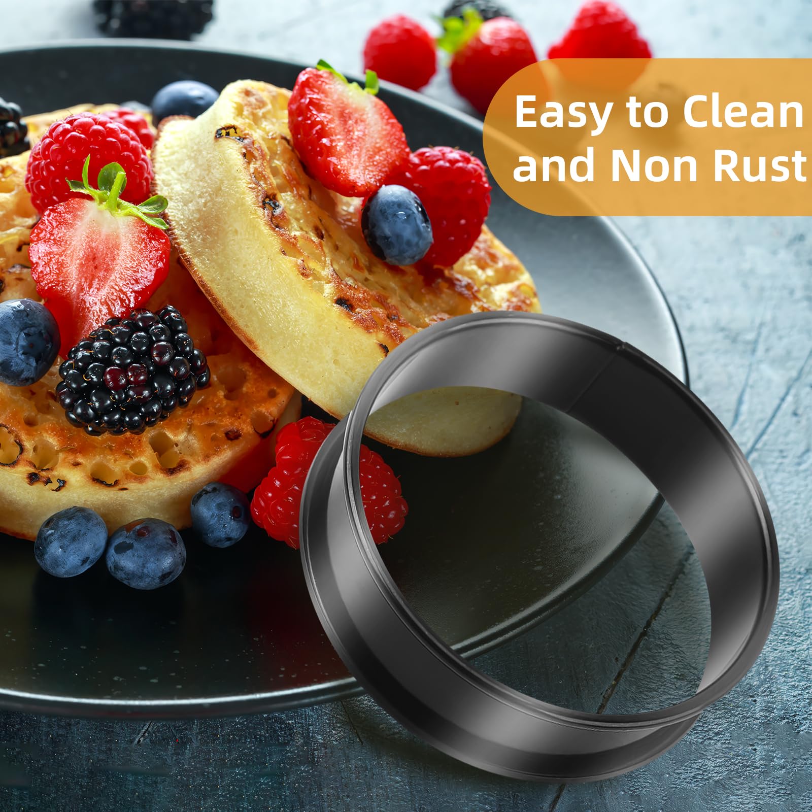 Crumpet Rings, 16Pack Nonstick English Muffin Ring, Outer diameter 4 Inch+3.3Inch Food-Grade Stainless Steel Tart Rings. More Convenient to Take the Food of The Bakery Ring Mold.