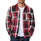COOFANDY Men's Flannel Shirts Long Sleeve Casual Cotton Plaid Button Down Shirt Jacket with Pockets