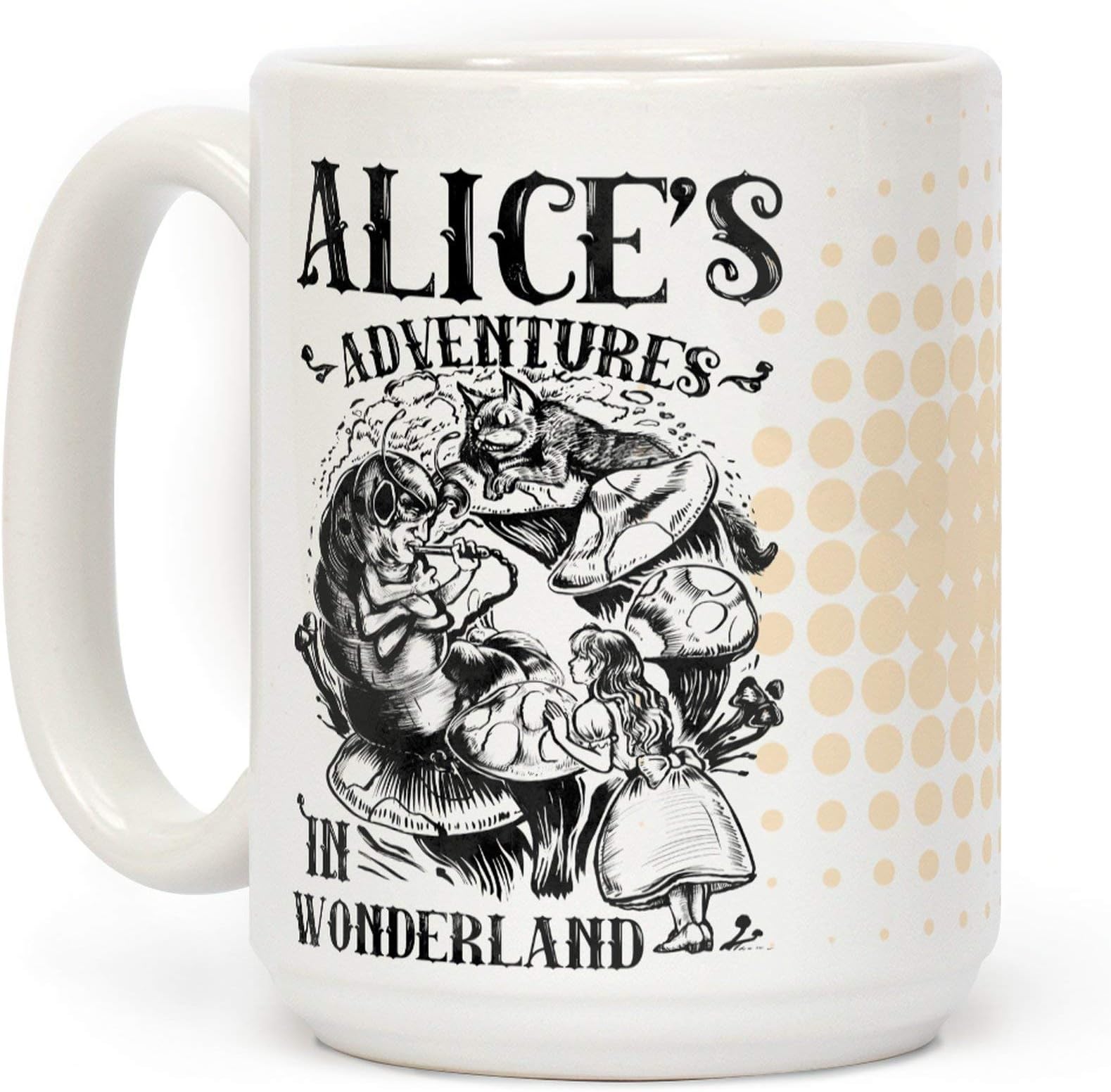 White Ceramic Mug Coffee Mug Alice's Adventures in Wonderland 11/15 Ounce（Set of 1）