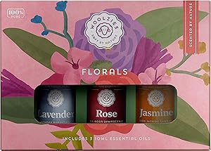 Woolzies Floral Collection Set of 3 | 100% Pure, Natural & Undiluted Essential Oils | Therapeutic Grade Aromatherapy Oils | for Diffuser or Topical Use | Incl. Lavender, Rose & Jasmine Oils | 10 ML