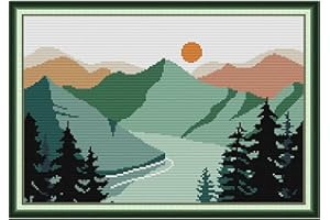 Svarog Stamped Cross Stitch Kits Beginners Full Range of Embroidery Patterns Starter Kits for Adult or Kids DIY Cross Stitches Needlepoint Kits 14CT-Nishixia Valley 1， 15.75x11.02 inch