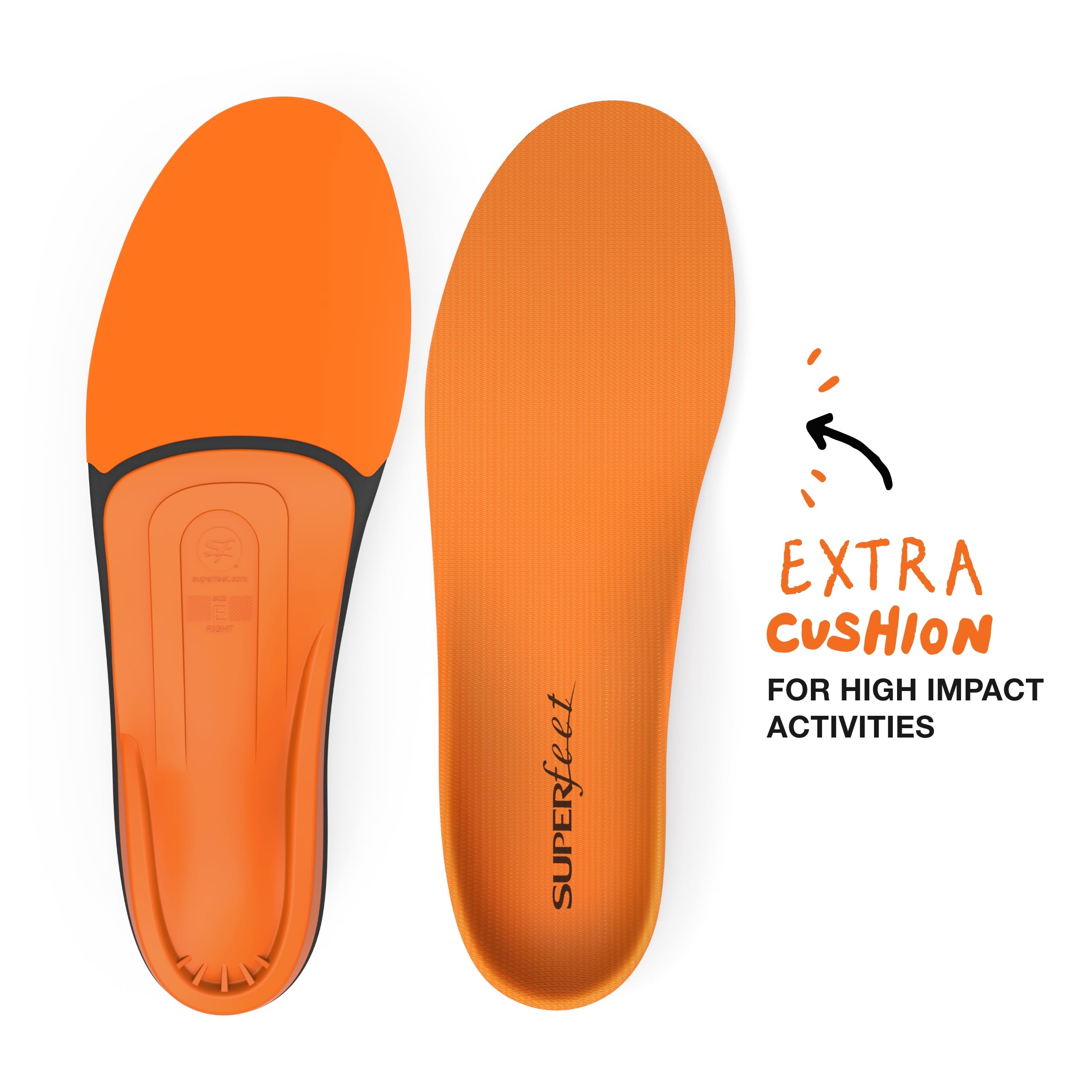 Superfeet All-Purpose High Impact Support Insoles (Orange) - Trim-To-Fit Orthotic Arch Support Shoe Inserts - Professional Grade