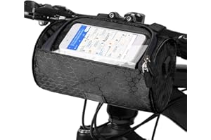 DOUBLE 2 C Bike Handlebar Bag, Waterproof Bicycle Front Storage Bag, Bike Phone Holder Accessories, Transparent Pouch Touch Screen with Removable Shoulder Strap for Dirt Bikes, Road Bikes, Mountain Bikes