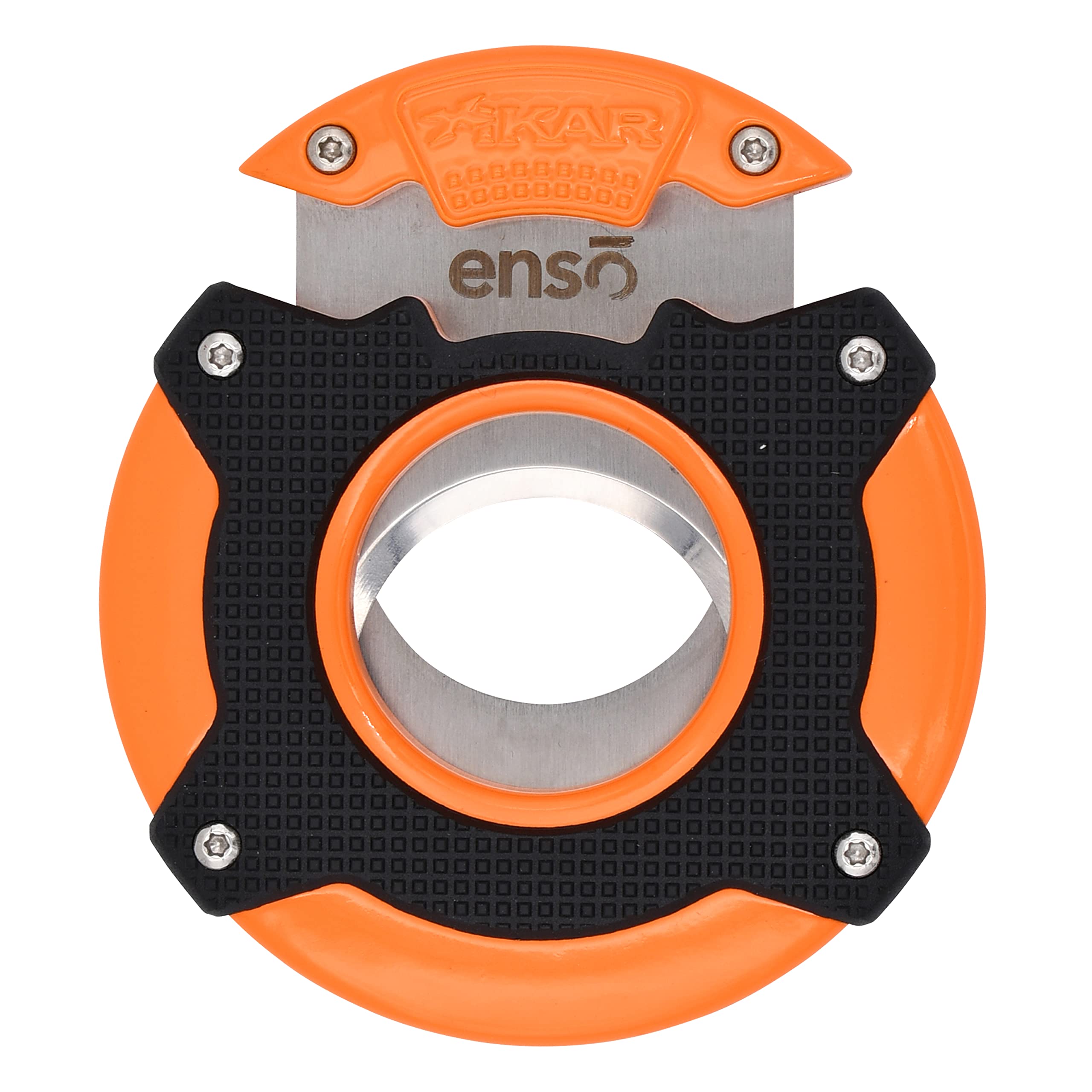 XIKAR Enso Cigar Cutter, Synchronized Double-Guillotine Stainless Steel Blades, Planetary Gear System, Orange