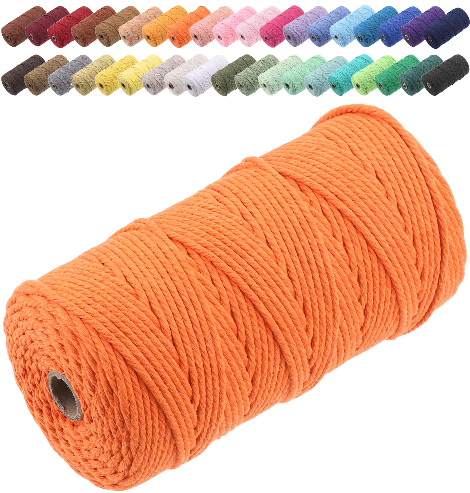 GOHOF Macrame Cord 3mm x 150m Premium Cotton Macrame Rope, 4 Strand Twisted Soft Cotton Cord, One of The Most Perfect Materials for Macrame Art, Cotton String Without Chemicals (Mustard) — image 1