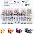 GKEEMARS 58 Pcs Push-in Wire Connector 773 2/4/ 6/8 Port Conductor Assortment Pack for Junction Box