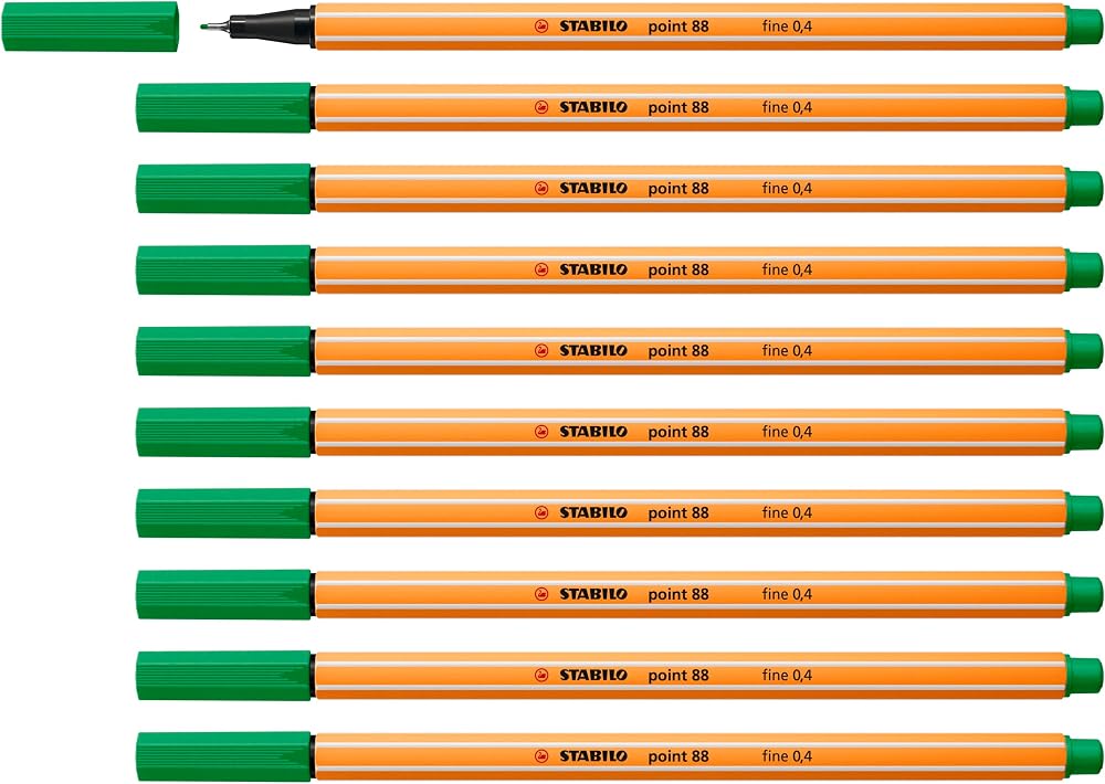STABILO point 88 Fineliner Pack of 10 Light Emerald 0.4mm Germany