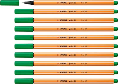 STABILO point 88 Fineliner Pack of 10 Light Emerald 0.4mm Germany