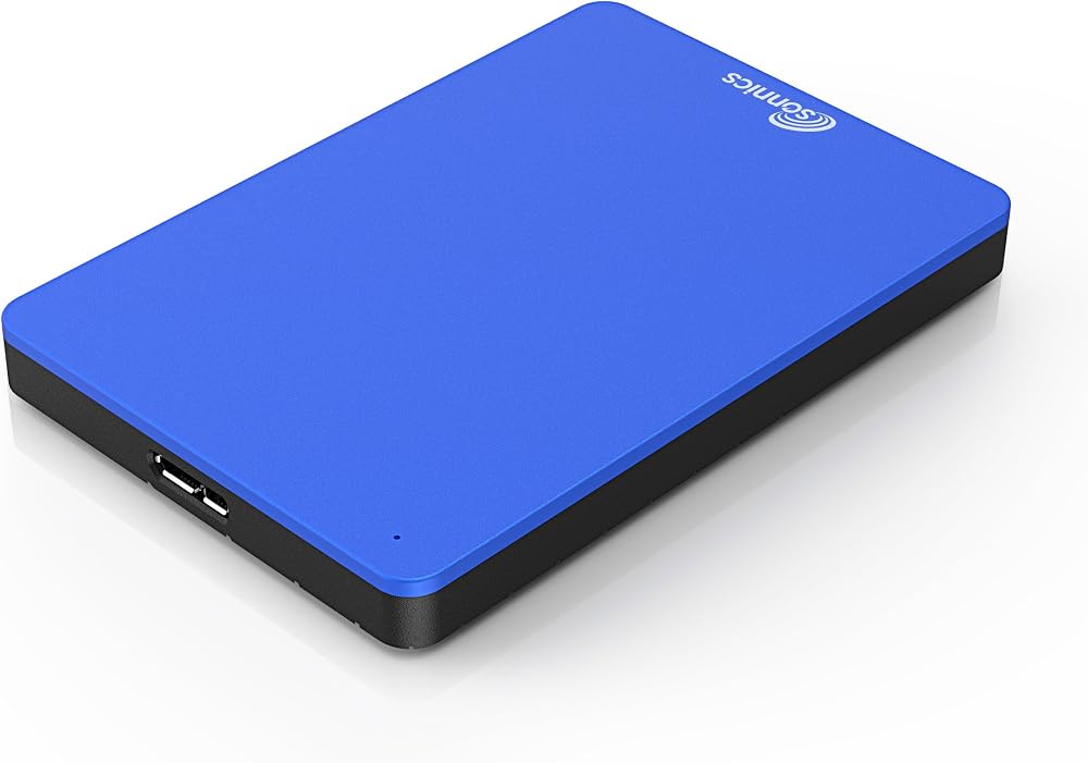 Sonnics 500GB Blue External Portable Hard Drive USB 3.0 for PC Mac TV Xbox PS4