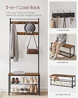 VASAGLE Coat Rack Hallway Cabinet Bench Shoe Storage 175 cm H HSR41BX view 3