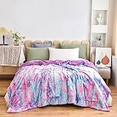 NEWCOSPLAY Super Soft Faux Fur Blanket Queen Size Multi Purple Sherpa Fuzzy Plush Warm Blanket for Sofa Bed (Multi Purple, Queen(90"x90"))