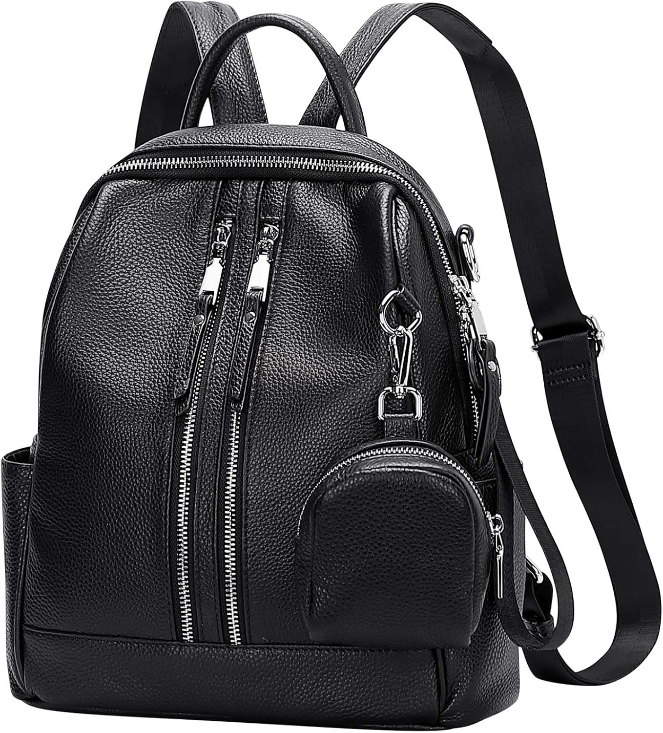 black leather backpack silver hardware