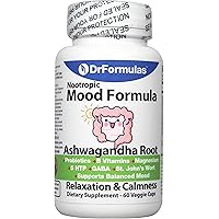 DrFormulas Mood Boost Probiotics with Stress B Complex Vitamins for Women, Teens Kids, Men | Nexabiotic Supplement with Ashwagandha Capsules, St Johns Wort, Serotonin 5 HTP, GABA for Anxiety, 60 Count