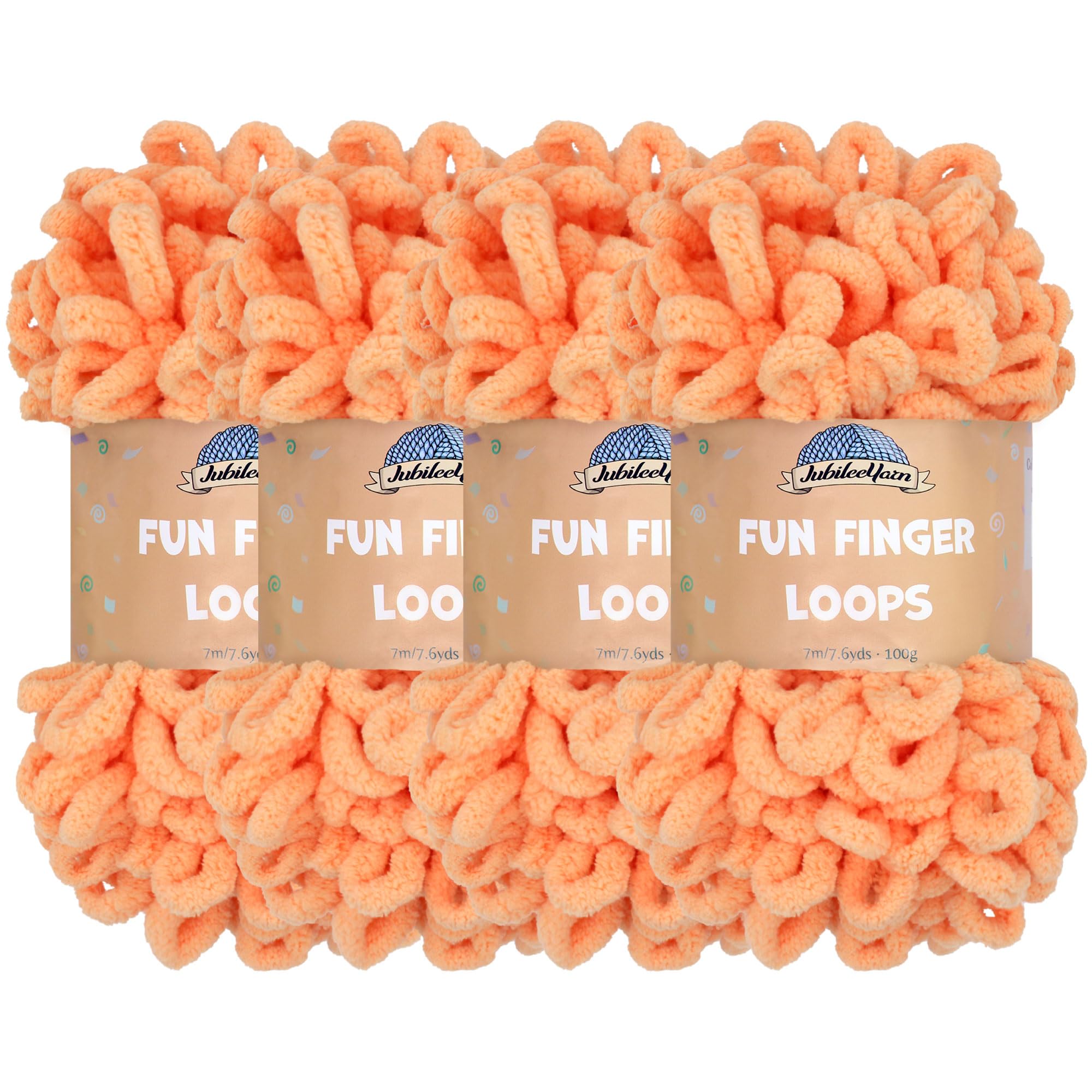 JubileeYarn Fun Finger Loops Yarn - Polyester Jumbo Weight Loop Yarn - 100g/Skein - Nectar - 4 Skeins