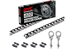 DYC DAIYOKI DYC 420 Mini Bike Chain Kit - Front 42 & Rear 90 Link Roller Chain with Adjuster for Coleman CT200U/CT200U-EX/BT200X, Baja Warrior MB200/MB165, Massimo, Predator 212 196cc/200cc 6.5HP (ATV/Dirt Bike)