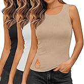 Sweetyweee 3 Pack Women's Thermal Tank Tops Frayed Fleece Underwear Tops Sleeveless Undershirt Camisole Warm Base Layer Vest