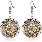 TOVABA Two Tone Geometric Dangle Earrings for Women Gold and Silver Trendy Drop Earrings Hypoallergenic Lightweight Dangle Earrings
