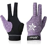 KONLLEN Breathable Billiards Gloves, Left/Right Hand | Three-finger design, mesh palm, adjustable wrist strap, secure grip for pool and snooker