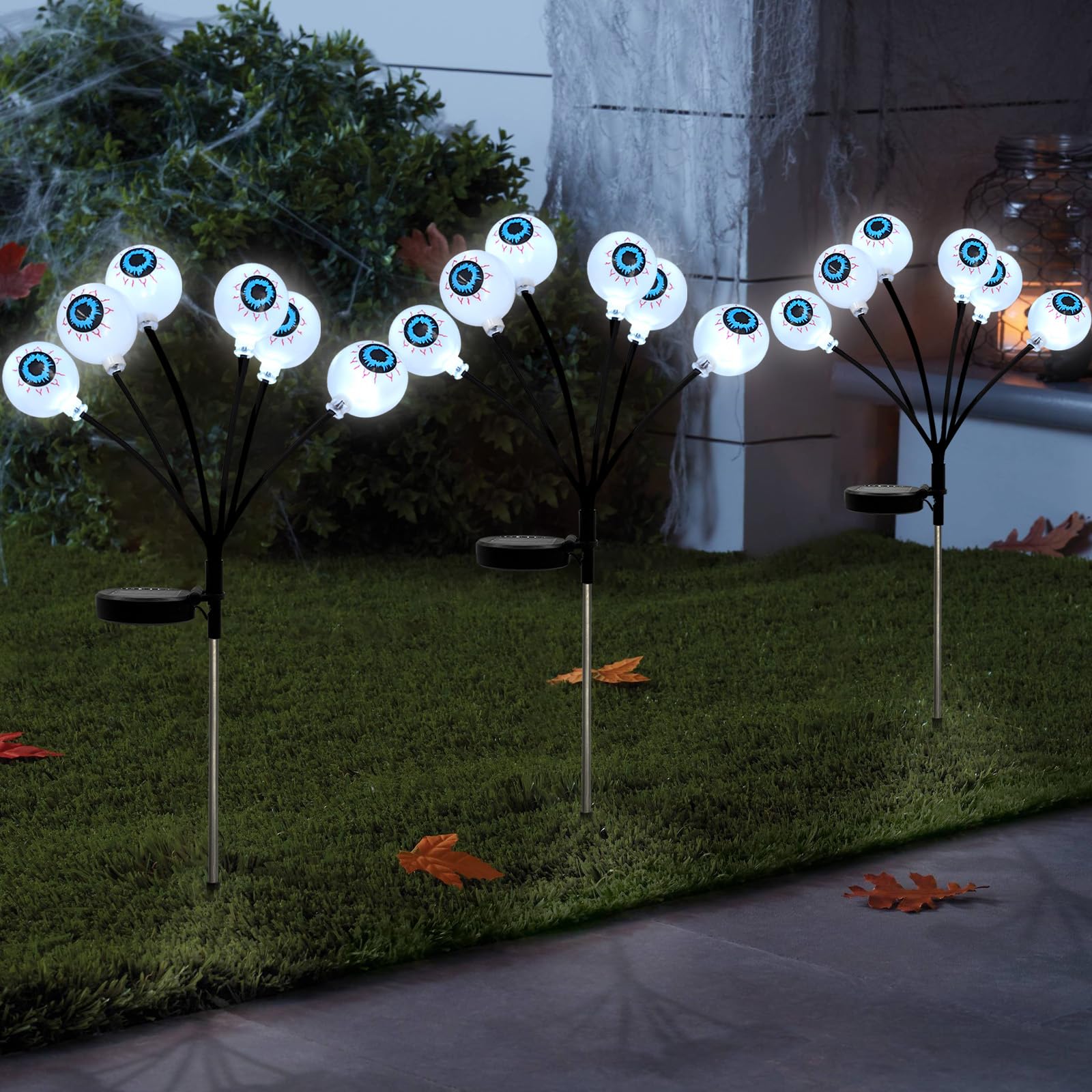 Photo 1 of Solar Halloween Pathway Lights 3 Pack Eyeball Stake Lights Outdoor 2 Modes Cool White LEDs for Garden Yard Patio